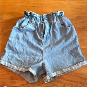 High Waist Blue Denim Women's Shorts